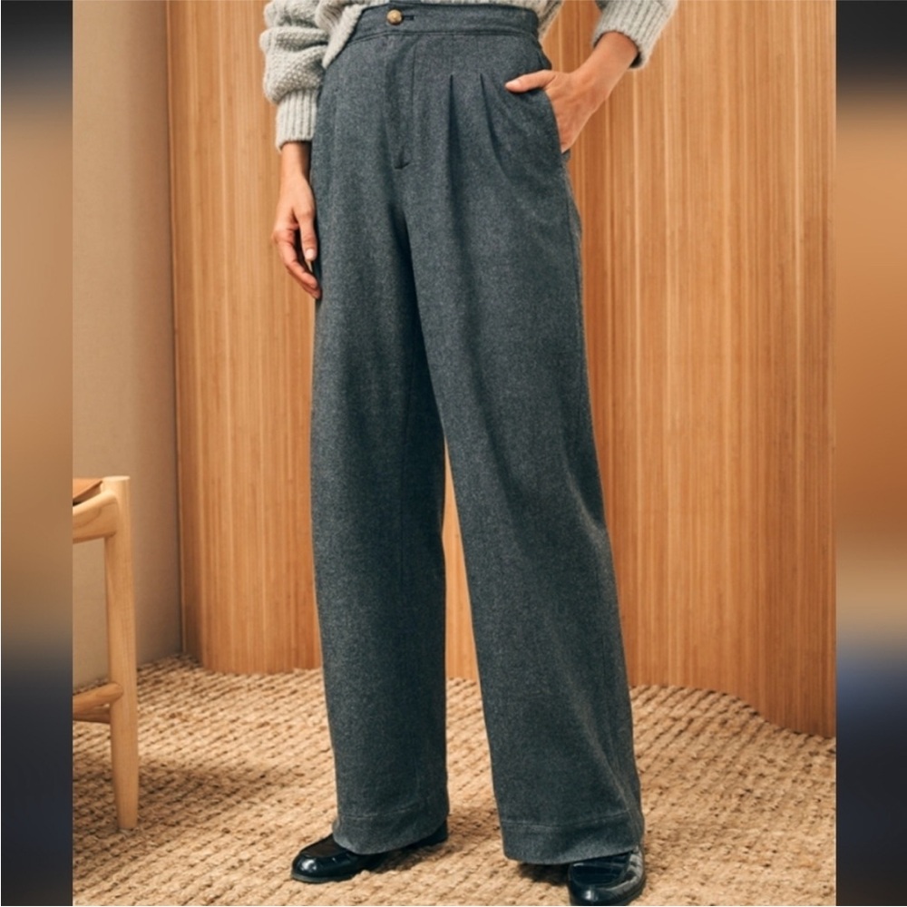 FAHERTY FLANNEL HIGH RISE PLEATED WIDE LEG PANT WOMENS 8